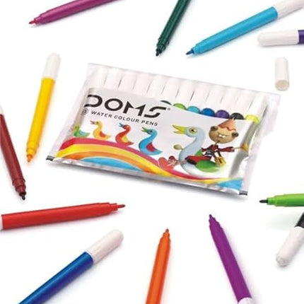 Click to open expanded view Doms 12 Shades Water Color Sketch Pens Pack of 5| Useful in Drawing For School Children Student| Best Birthday Gift
