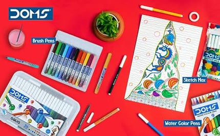 Click to open expanded view Doms 12 Shades Water Color Sketch Pens Pack of 5| Useful in Drawing For School Children Student| Best Birthday Gift