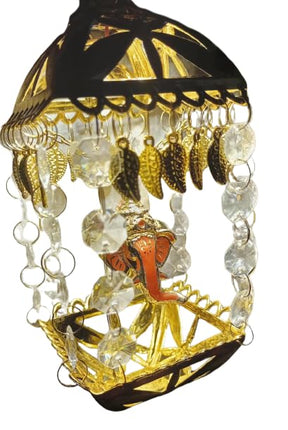 Ganesh ji Hanging Led Lamp - Hanging Ceiling Decorative Lamp for Living Room, Pooja Room Golden 20 Watts Stone Look lamp