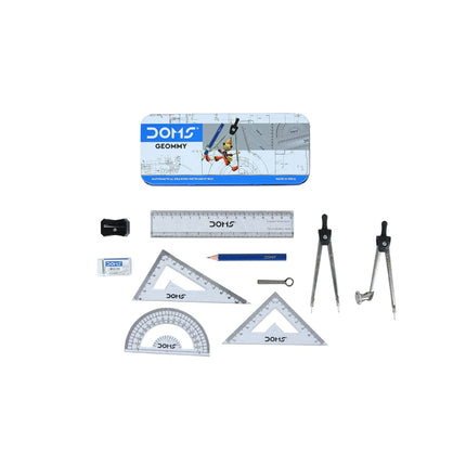 Doms Geommy Mathematical Drawing Instrument Box | Ensures Accuracy & Perfection | Geometry Box For Students | Set of 10 Instruments Pack of 1