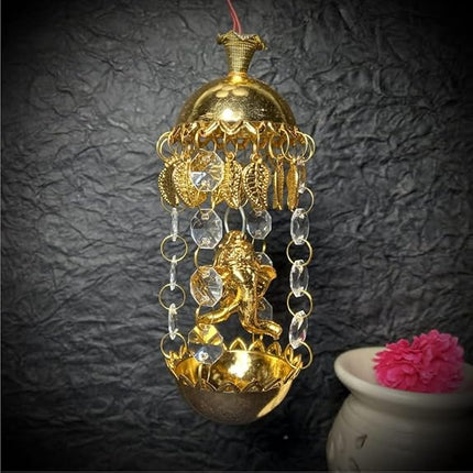 Ganesh ji Hanging Led Lamp - Hanging Ceiling Decorative Lamp for Living Room, Pooja Room Golden 20 Watts Stone Look lamp