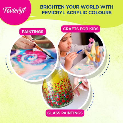 Fevicryl Acrylic Colours Lilac Kit | 6 Colours x 10 ml | DIY Paint, Rich Pigment | Multicolour & Multi-surface | Non-Cracking Paint for Canvas, Wood, Leather, Earthenware, Metal