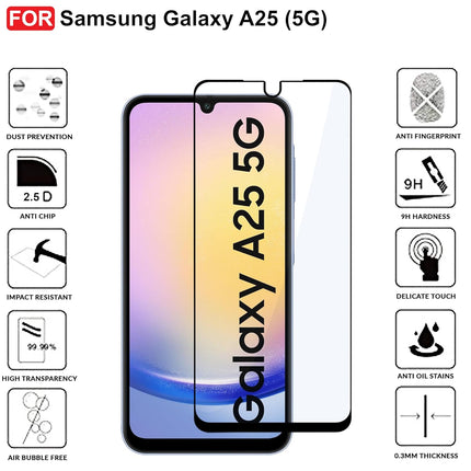 HC Tempered Glass for Samsung Galaxy A25 (5G) | Screen Protector Full HD Quality Tempered Glass Anti-Scratch Edge to Edge Coverage with Easy Installation Kit (Black)