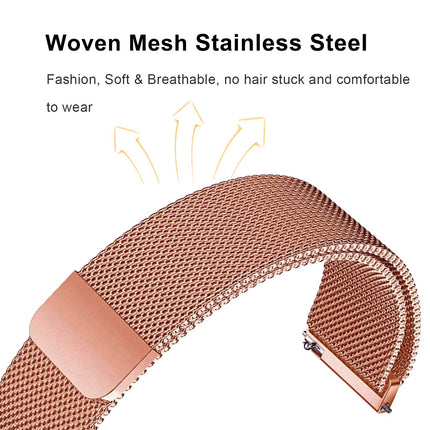 Watch Strap Magnetic Loop 22mm Compatible with Boat /Fire boult / Noise Watch Smartwatch Luxury Metal Chain Band Rose Gold Pink