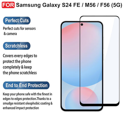HC Tempered Glass for Samsung Galaxy S24 FE / M56 / F56 (5G) | Screen Protector Full HD Quality Tempered Glass Anti-Scratch Edge to Edge Coverage with Easy Installation Kit (Black)