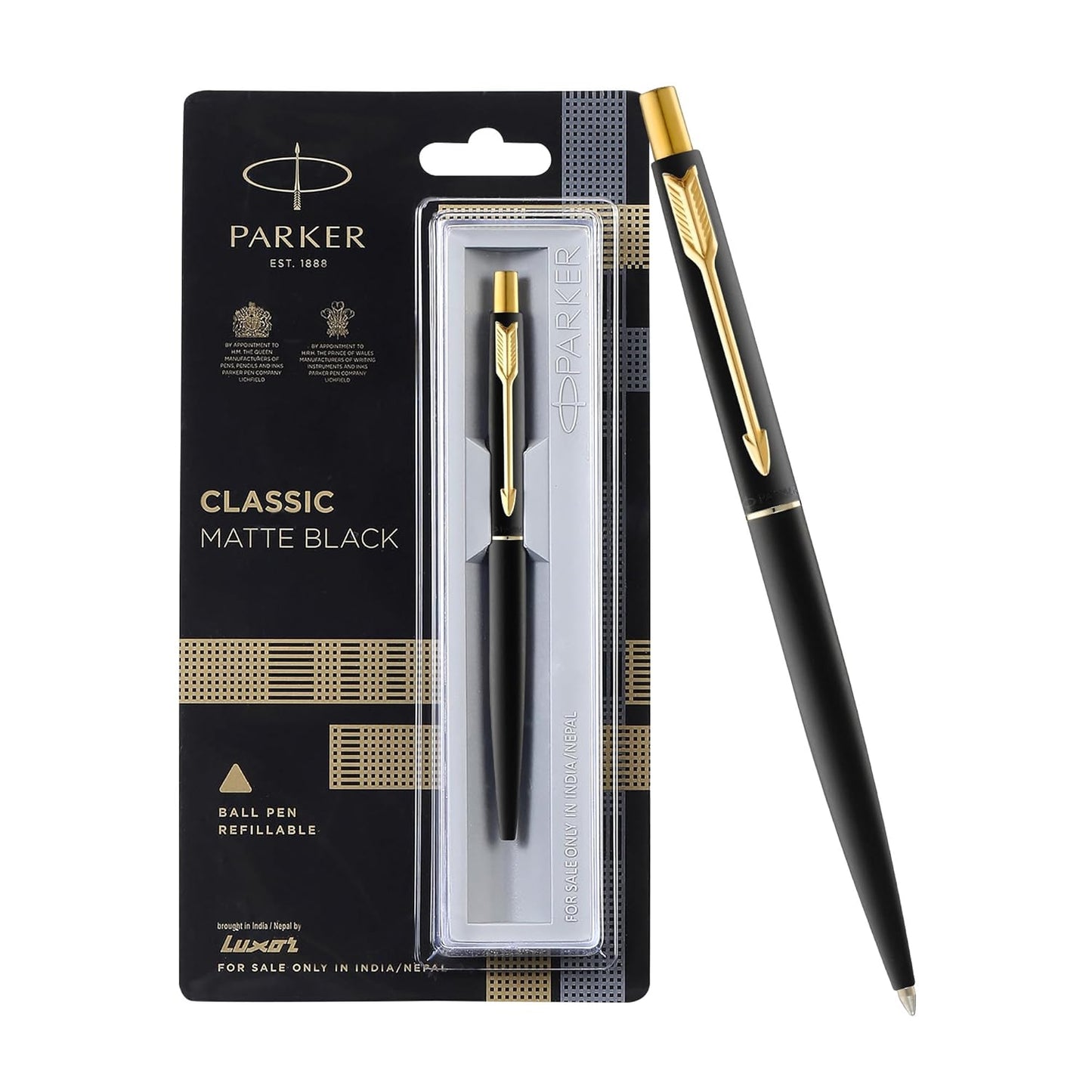 Parker Classic Matte Black GT Ball Pen, Golden color, 1 Count (Pack of 1)