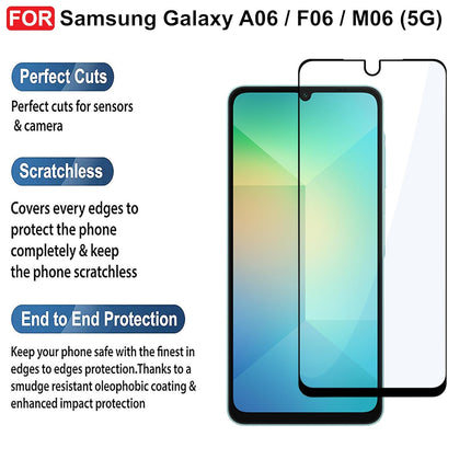 Tempered Glass for Samsung Galaxy A06 (4G)/ F06 (5G)/ M06 (5G) | Screen Protector Full HD Quality Tempered Glass Anti-Scratch Edge to Edge Coverage with Easy Installation Kit (Black)