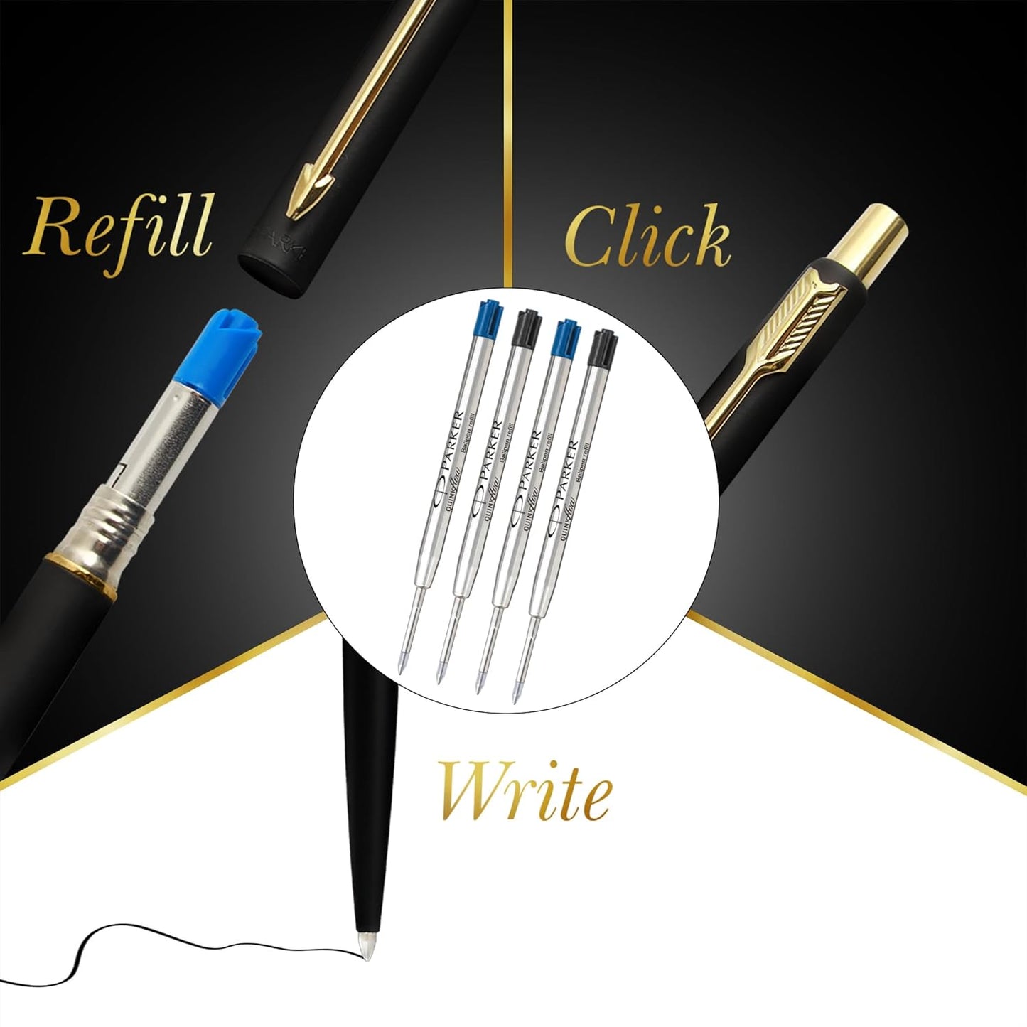 Parker Classic Matte Black GT Ball Pen, Golden color, 1 Count (Pack of 1)