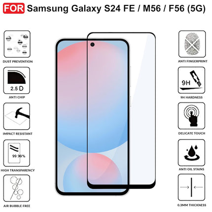 HC Tempered Glass for Samsung Galaxy S24 FE / M56 / F56 (5G) | Screen Protector Full HD Quality Tempered Glass Anti-Scratch Edge to Edge Coverage with Easy Installation Kit (Black)