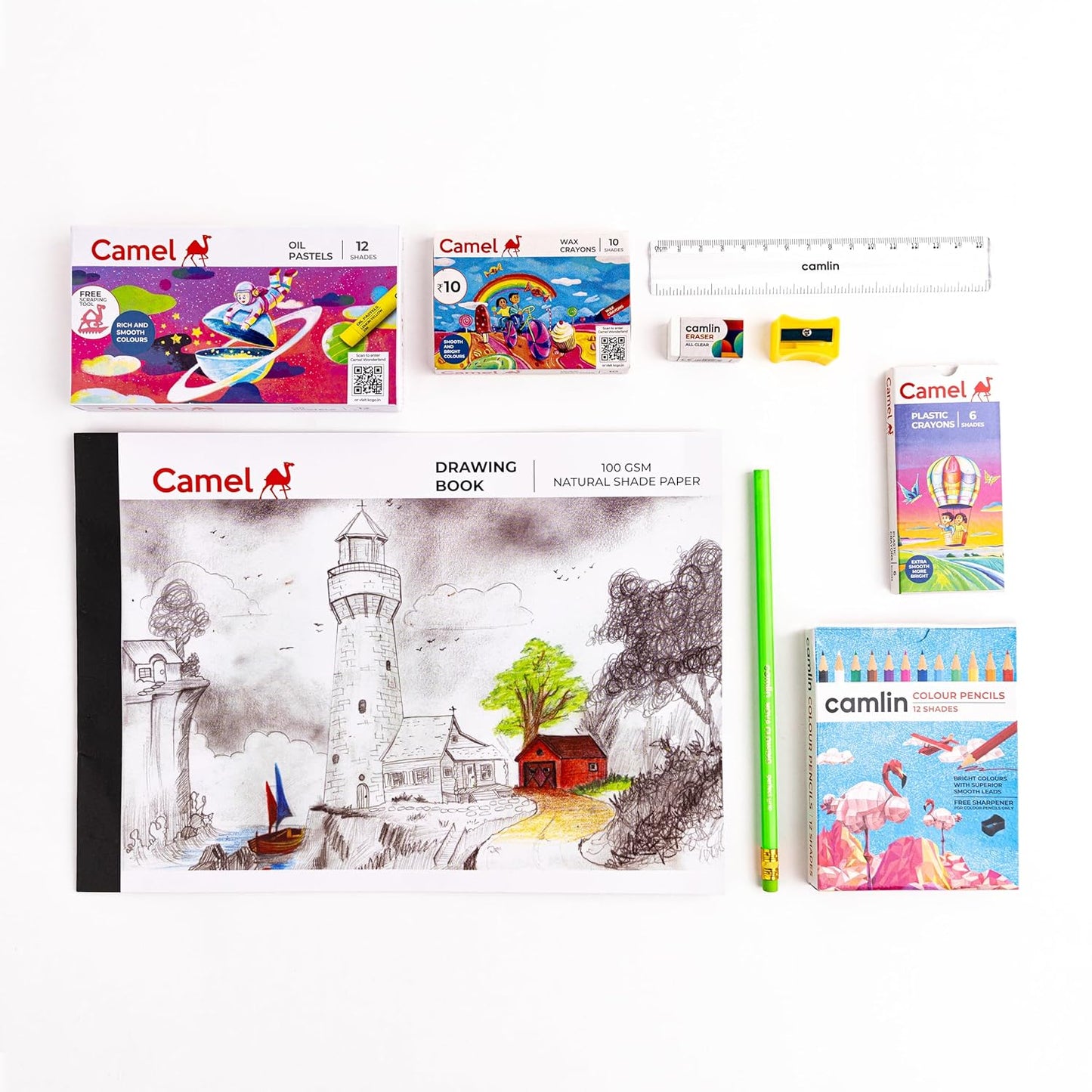 Camel Plastic Drawing Kit, Multicolor