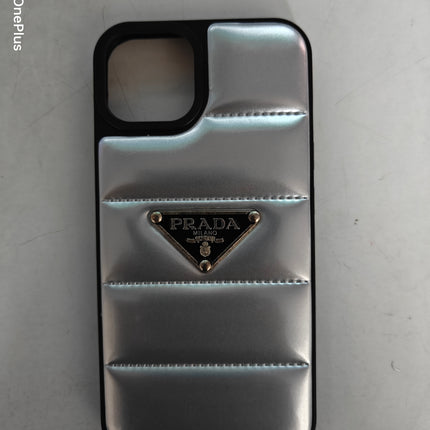 Apple iPhone 14 Prada Puffer Silicon Slim Anti-Scratch Protective -Silver Case