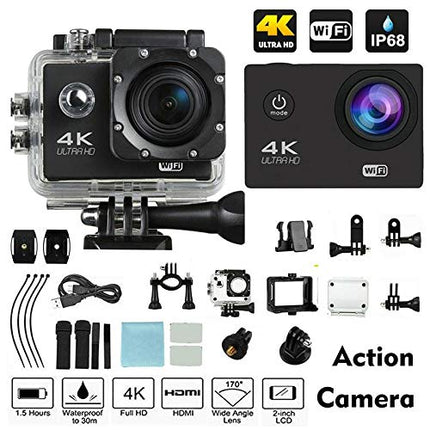 Humpy Case 4K Action Camera Ultra HD 170D Wide Angel Go Waterproof Pro Sports Video 1080 Camera, Dual 2 Inch LCD 16 MP Image Sensor 170 Wide-Angle Lens (1.5 Year Replacement Warranty)