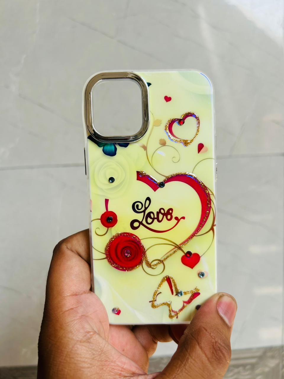 Apple iPhone 12/13 Mini PEEPERLY Back Cover Oil Painting Rhinestone Bloom Case (Purple, Shock Proof, Pack of: 1)