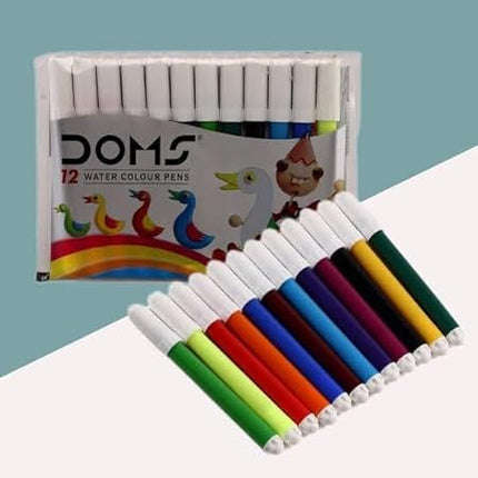 Click to open expanded view Doms 12 Shades Water Color Sketch Pens Pack of 5| Useful in Drawing For School Children Student| Best Birthday Gift