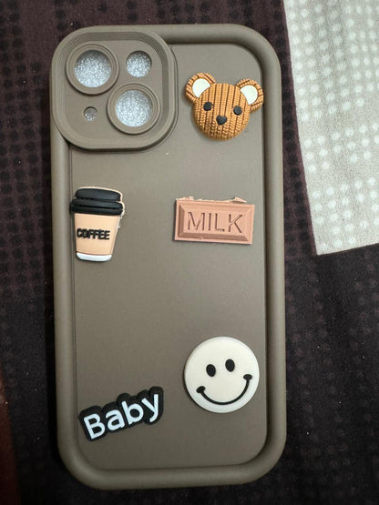 Humpy Case Cute 3D Bear Coffee Phone Case For iPhone  Soft Shockproof Protective Cover