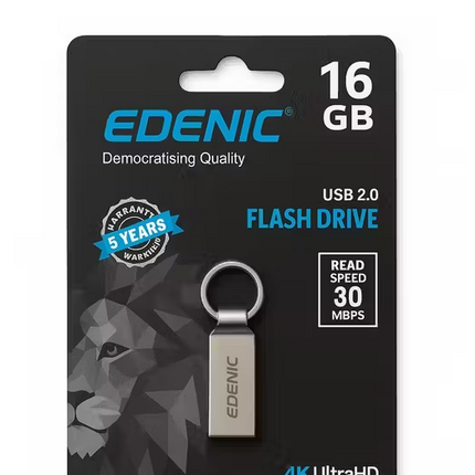Edenic 16 GB USB 2.0 Metal Pen Drive – Compact & Durable Flash Drive