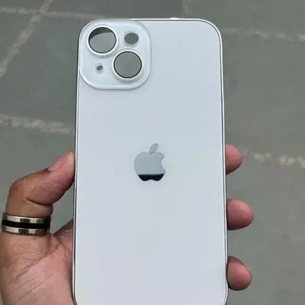 Glass Case with Electroplated Chrome Finish Edges for iPhone Series
