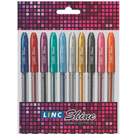 Linc Shine Sparkle Glitter Gel Pens – A Set Of 10 Pens