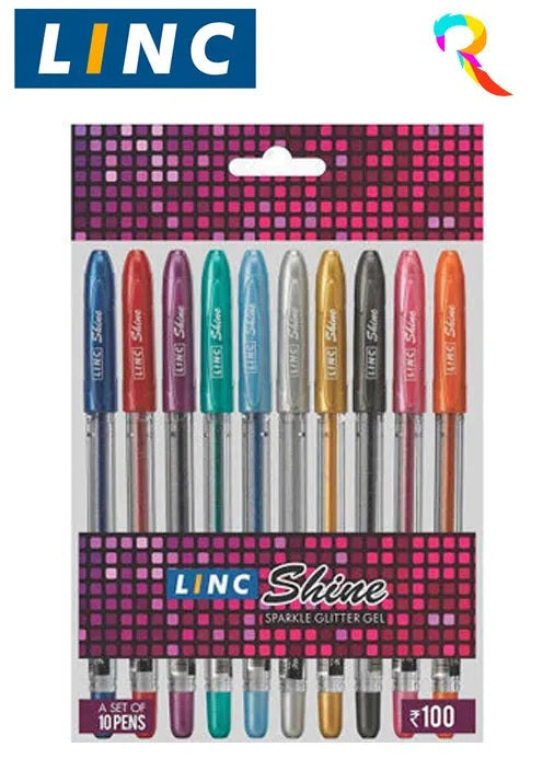 Linc Shine Sparkle Glitter Gel Pens – A Set Of 10 Pens