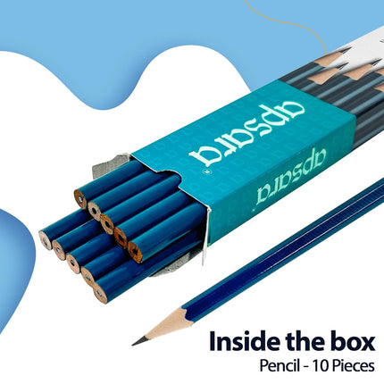 Apsara Steno HB Extra Dark Pencils - Pack of 10 with Sharpener & Eraser x3