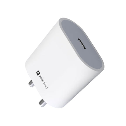 Portronics Adaptor 20 Type C 20w Charger for Android,iPhone with PD 3.0 (White)
