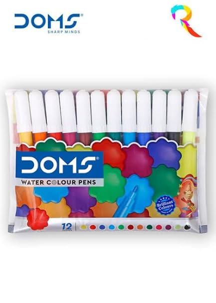 Click to open expanded view Doms 12 Shades Water Color Sketch Pens Pack of 5| Useful in Drawing For School Children Student| Best Birthday Gift