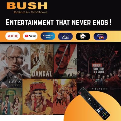 BUSH LED TV (80 cm) 32 Inch HD Ready Android Smart TV with Surround Dolby Sound, Hot Keys in Remote, Frameless Series (Black)