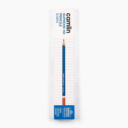 Supreme HD Pencils Super Dark Pencil Box of 10 Pencils with Eraser and Long Point Sharpener for School & Office