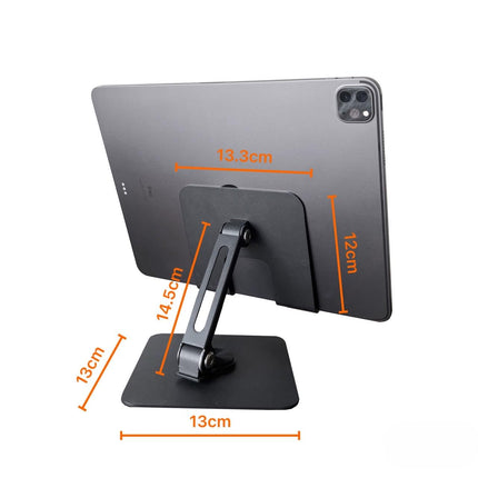 HC 360 Degree Rotating Adjustable Metal Tablet Stand, Foldable Desk Mount Holder for Upto 12 Inch iPads & Tabs
