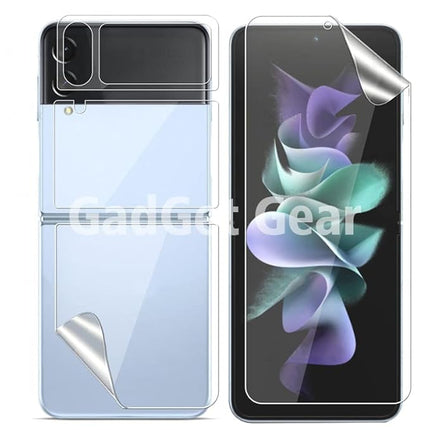 Unbreakable Screen Protector Hydrogel Membrane Compatible with Samsung Galaxy Z Flip 4 Covers Front and Back Screen | Edge to Edge Coverage with Easy Installation Kit (Clear)