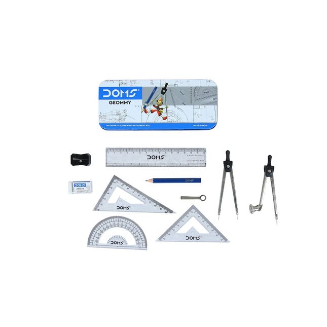 Doms Geommy Mathematical Drawing Instrument Box | Ensures Accuracy & Perfection | Geometry Box For Students | Set of 10 Instruments Pack of 1