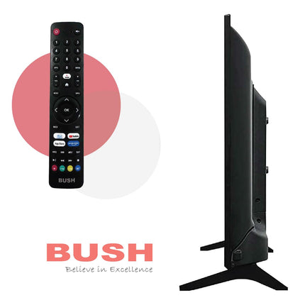 BUSH LED TV (80 cm) 32 Inch HD Ready Android Smart TV with Surround Dolby Sound, Hot Keys in Remote, Frameless Series (Black)