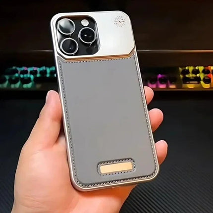 Apple iPhone Pro Max Super Slim AeroFLex Metal Frame Less Vegan Leather Case with Magsafe - Grey