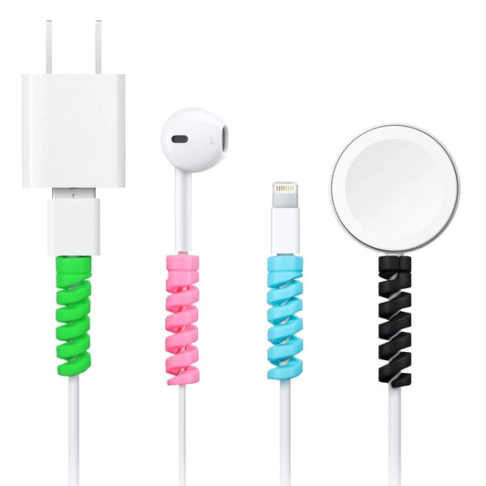 Charger Cable Protector Data Cable Saver Charging Cord Protective Cable Cover - (pack of 4) Multi Color