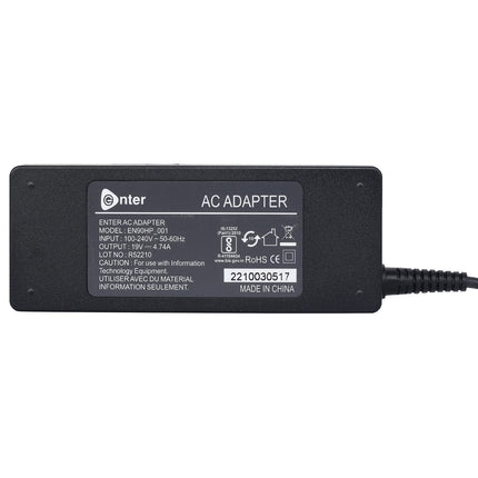Enter Bis Certified 90W,19V/4.74A,3 Pin High-Efficiency Ac Laptop Charger/Adapter for Hp Laptops(Without Power Cord),Black