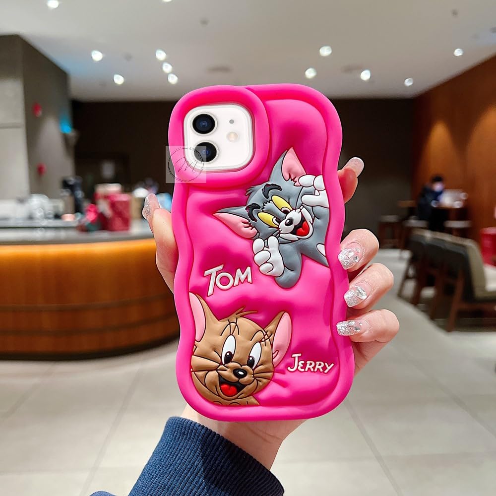 Tom & Jerry Creative Cartoon Trolls Case for iPhone , Shockproof Protective Silicone Cover, Higher Edge Design