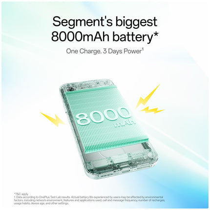 OnePlus N6 | 4GB+128GB | Midnight Green | Segment's Biggest 8000mAh Battery | Segment's Fastest 45W Charging | Smooth 120Hz Display | 50MP Camera | Military-Grade Durability