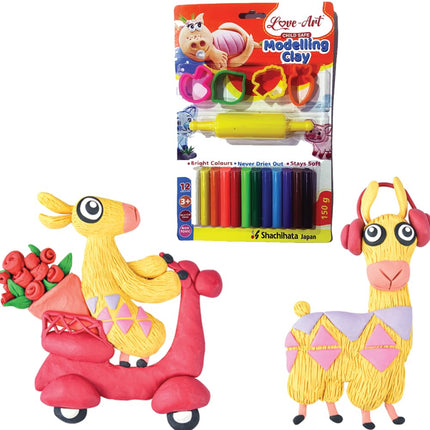 Artline Love-Art Modelling Clay of 12 colors in 150 GMS with 4 Toys and 1 roller in blister card  | Children for various creative projects (Motor Skill Development)