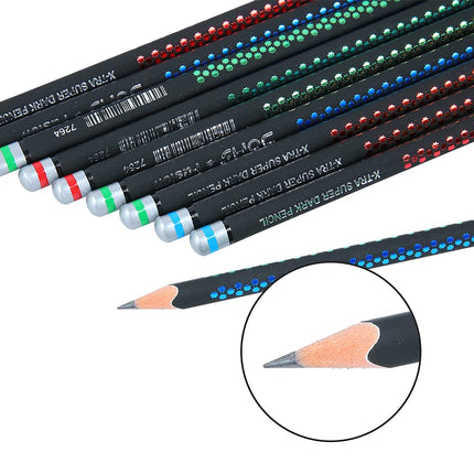 Doms Fusion Xtra Super Dark Pencil Box Pack | Dark & Neat Writing Which Stays Longer | Smooth Sharpning & With Soft & Comfortable Grip | Free Scale & Erasner Inside