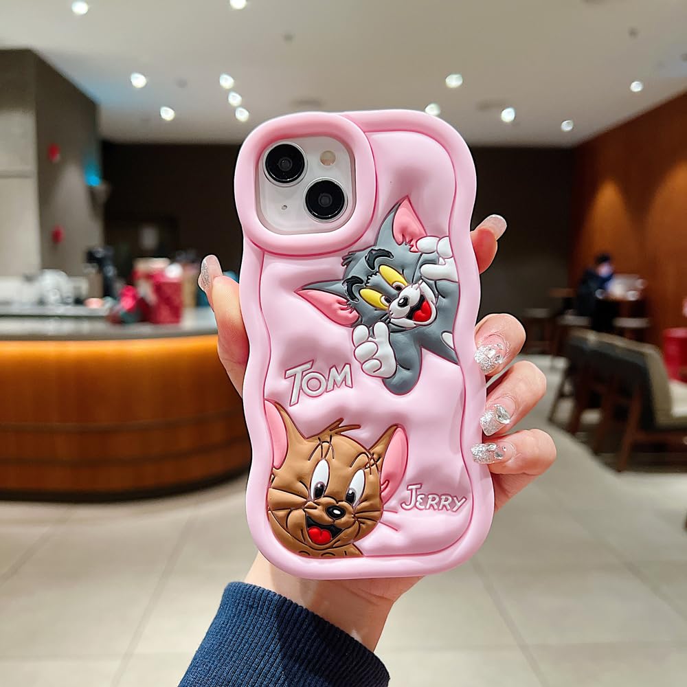 Tom & Jerry Creative Cartoon Trolls Case for iPhone , Shockproof Protective Silicone Cover, Higher Edge Design
