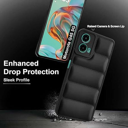 Back Cover for Motorola G45 5G | Matte Soft Case | Liquid Silicon Puff Case for Motorola G45 5G with Camera Protection | (Black)