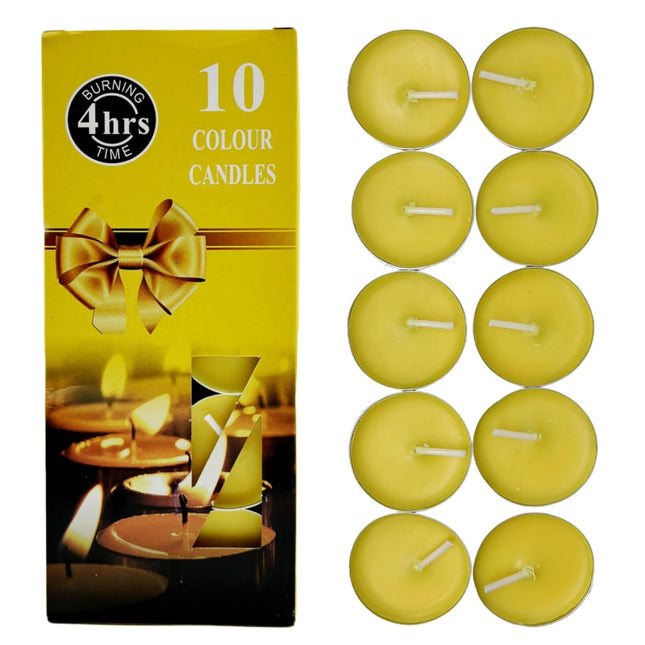 10 Candles | Tea Light Wax Candles Unscented Long Lasting Candles Dripless Paraffin Tea Candles for Diwali Diya, Deepawali, Weddings, Christmas, Birthday, Home Decor Candle