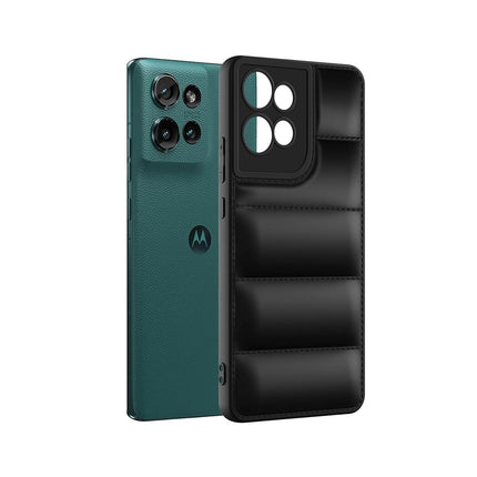 Humpy Puffer Case Camera Protection Soft Back Cover for Motorola Moto Edge 50 - Black