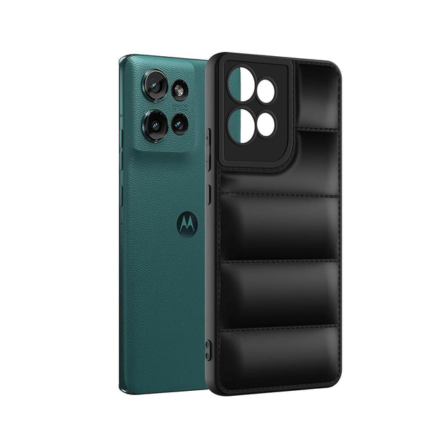 Humpy Puffer Case Camera Protection Soft Back Cover for Motorola Moto Edge 50 - Black