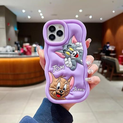 Tom & Jerry Creative Cartoon Trolls Case for iPhone , Shockproof Protective Silicone Cover, Higher Edge Design