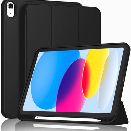 iPad (A16) 11th/10th Generation (2025/2022) [Auto Sleep/Wake Cover] [Left Side Pencil Holder] [Soft Flexible Case] Recoil Series - Black