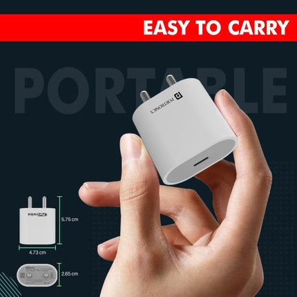 Portronics Adaptor 20 Type C 20w Charger for Android,iPhone with PD 3.0 (White)