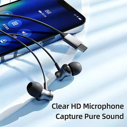 ModishOmbre UNI C Earphones | Deep Bass, USB-C Wired Earbuds | Premium Comfort Fit, in-Line Microphone for Clear Calls | Universal Compatibility