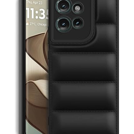 Humpy Puffer Case Camera Protection Soft Back Cover for Motorola Moto Edge 50 - Black
