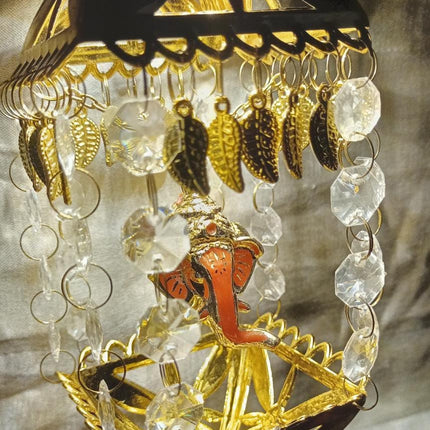 Ganesh ji Hanging Led Lamp - Hanging Ceiling Decorative Lamp for Living Room, Pooja Room Golden 20 Watts Stone Look lamp